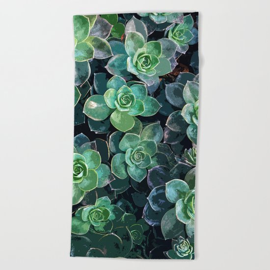 Succulents Beach Towel
