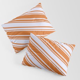 [ Thumbnail: Chocolate & Lavender Colored Lined/Striped Pattern Pillow Sham ]