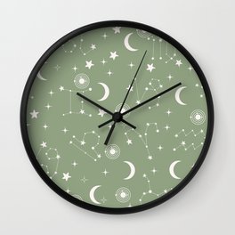 stars and constellations green Wall Clock
