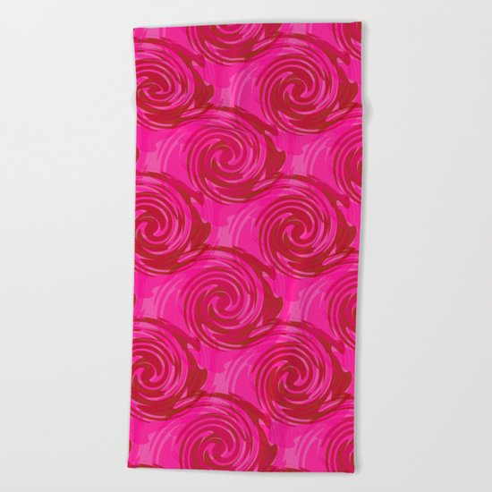 Abstract pattern in bright crimson tone. crimson . Beach Towel