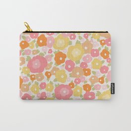Flower Market Milano Retro Pastel Spring Flowers Carry-All Pouch | Botanical, Mid Century, Exhibition, Trendy, Modern, Pattern, Graphicdesign, Spring, Kitchen Wall, Aesthetic 