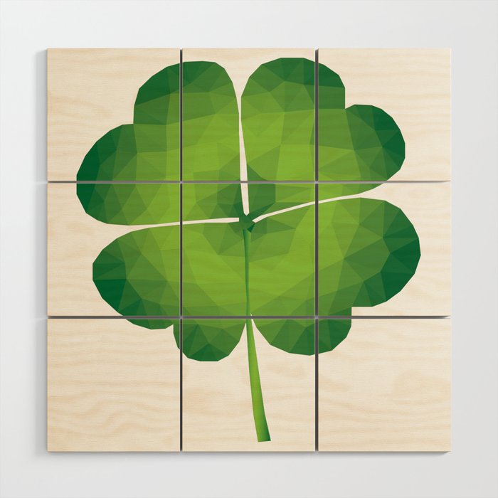 Four-Leaf Clover Low Poly Wood Wall Art