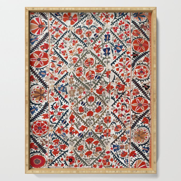 Bokhara Nim Suzani Southwest Uzbekistan Embroidery Print Serving Tray
