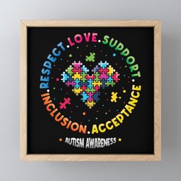 Respect Love Support Inclusion Acceptance Autism Framed Mini Art Print