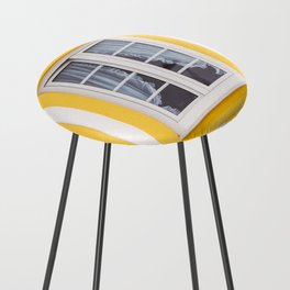 Yellow Stripes Beach House - Pastel - Window - Travel photography Counter Stool