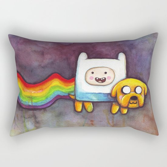 Nyan Time with Jake and Finn Rectangular Pillow