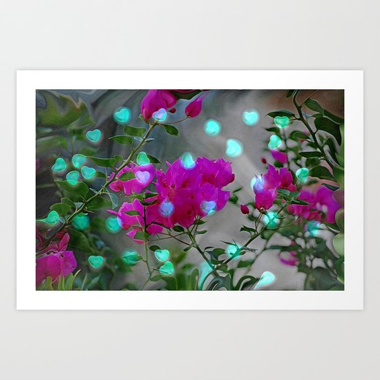 HEARTS AND FLOWERS Art Print