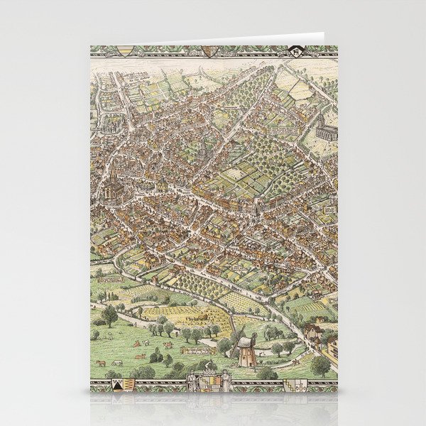 A Picture Map of Birmingham in 1730 - Vintage Pictorial Map Stationery Cards