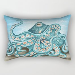 Octopus Tentacles Teal Bubbles Kraken Art Rectangular Pillow