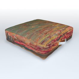 Red Skies at Night - Sunset nautical coastline ocean landscape painting by Childe Hassam Outdoor Floor Cushion