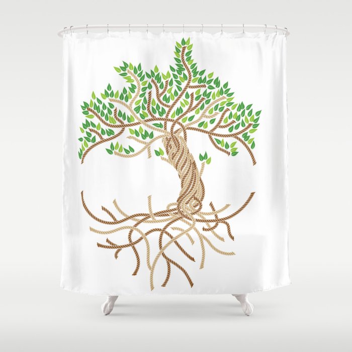 Rope Tree of Life. Rope Dojo 2017 white background Shower Curtain