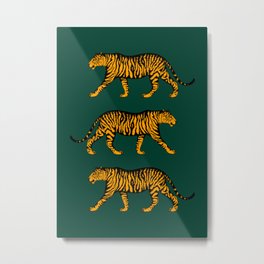 Tigers (Dark Green and Marigold) Metal Print