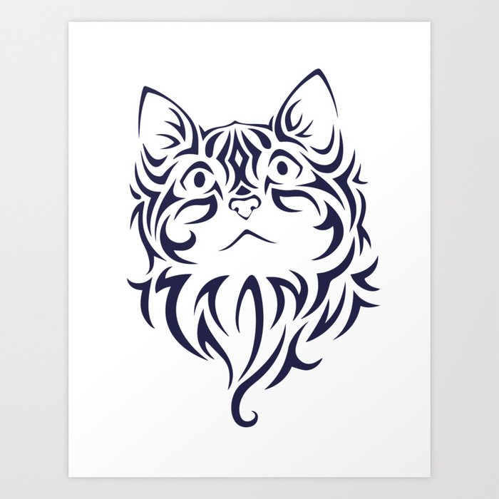 Front Facing Cat Kitten Face Stencil Art Print by The Arts | Society6