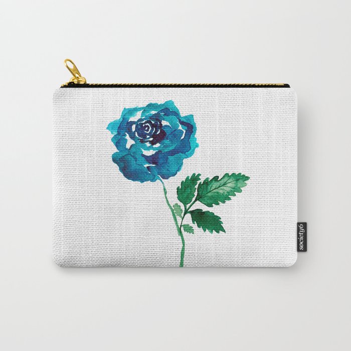 Painterly Rose - in Blue Carry-All Pouch