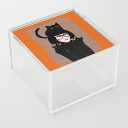 Black Cat Lady in Black Acrylic Box