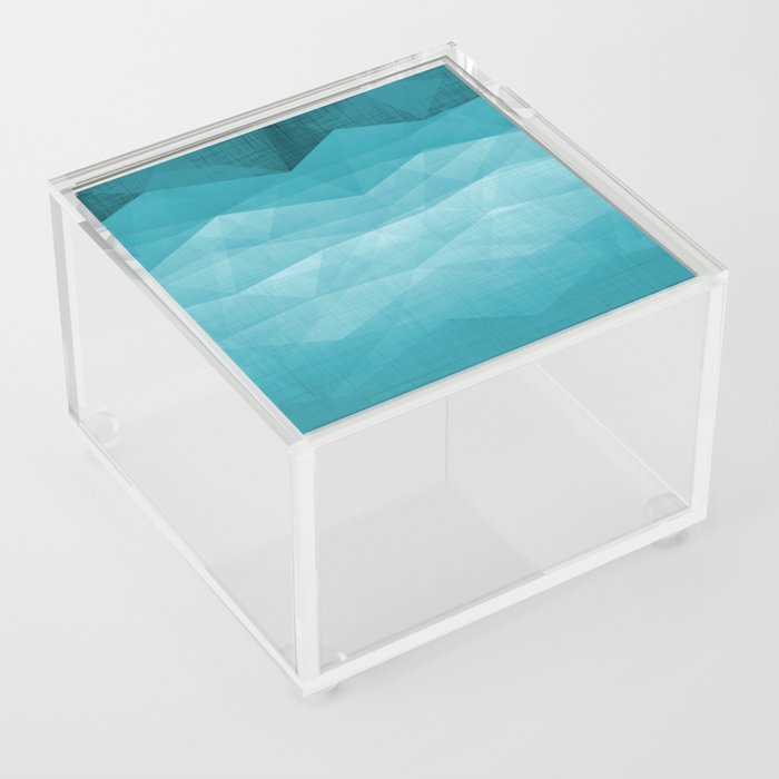 Teal Meadow Mountain Geometric Triangle Minimalism Acrylic Box