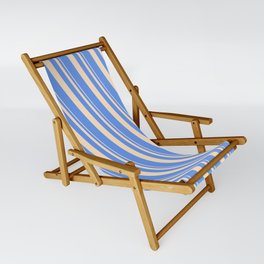 [ Thumbnail: Bisque and Cornflower Blue Colored Striped/Lined Pattern Sling Chair ]