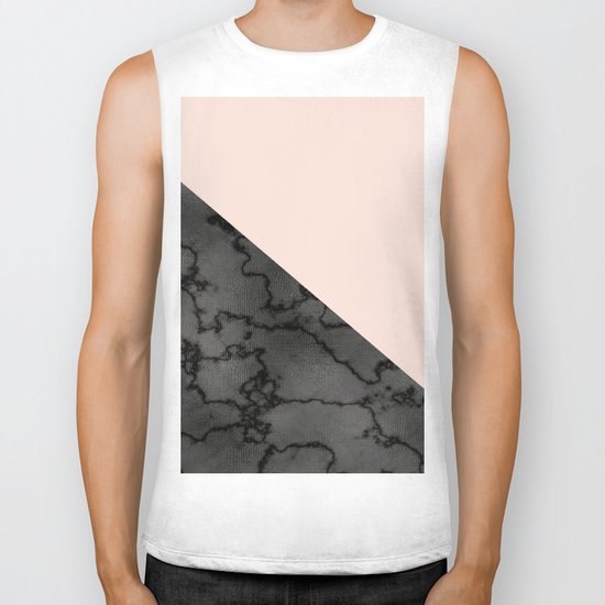 Peach and black dark marble Biker Tank