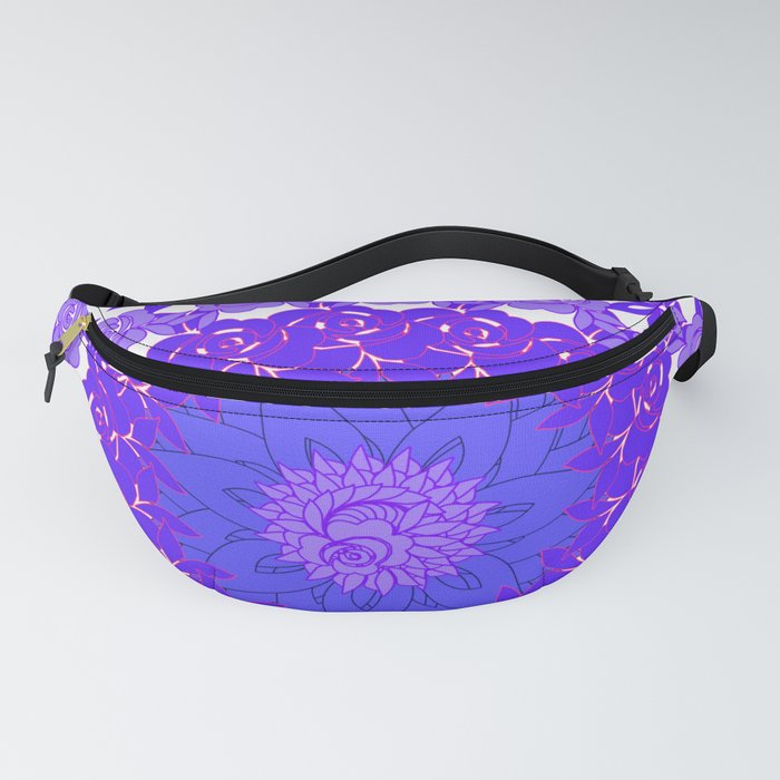 Shades Of Purple And Green Mandala Floral Design Fanny Pack