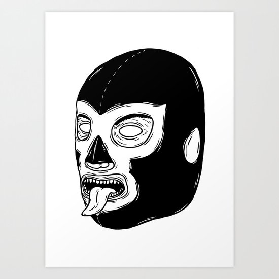Black Luchador Art Print