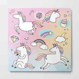 Pastel Unicorns Metal Print