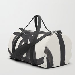 Mid Century Modern Minimalist Abstract Art Brush Strokes Black & White Ink Art Spiral Circles Sporttaschen
