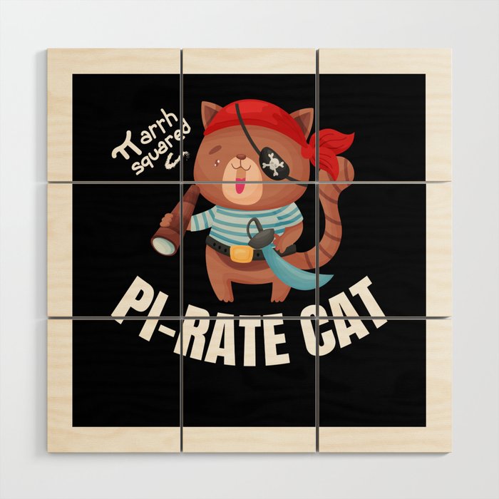 Pi Rate Cat Math Buccaneer Captain Wood Wall Art