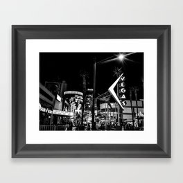 Las Vegas street black and white photography Framed Art Print