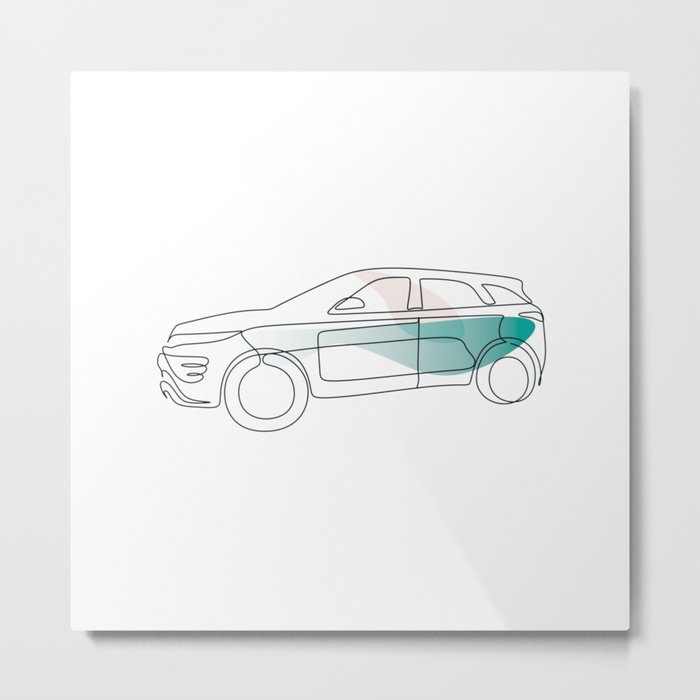 Car Minimal Line Art Metal Print