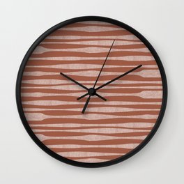 Riverbed Stripes Textured Stripe Pattern in Baked Clay Wall Clock