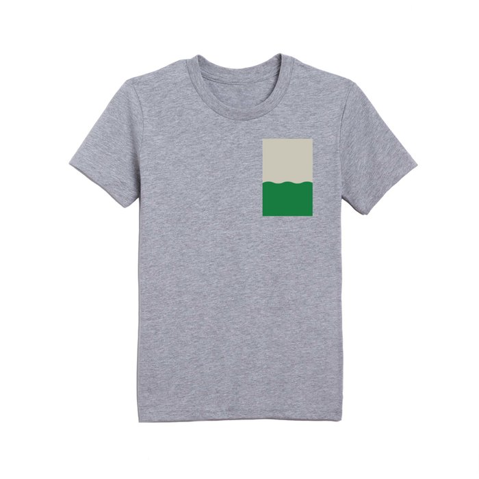 Simple Modern Wave Wiggle Color Design - Cream Green Kids T Shirt