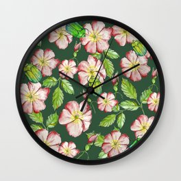 Contemporary watercolor pattern of tea rose and beetles Wall Clock