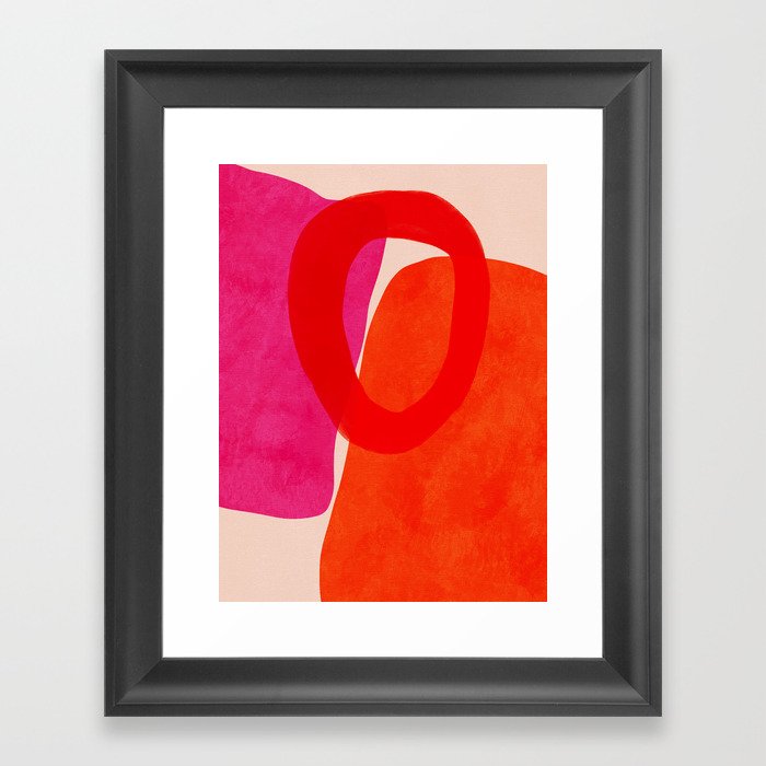 relations IV - pink shapes minimal painting Framed Art Print