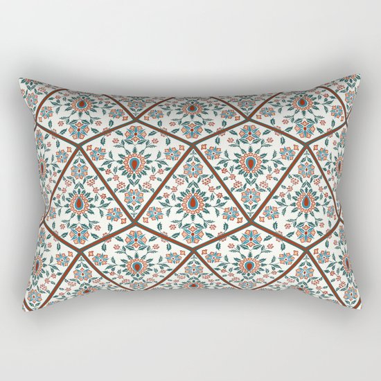 Geometric Deco Floral Rectangular Pillow