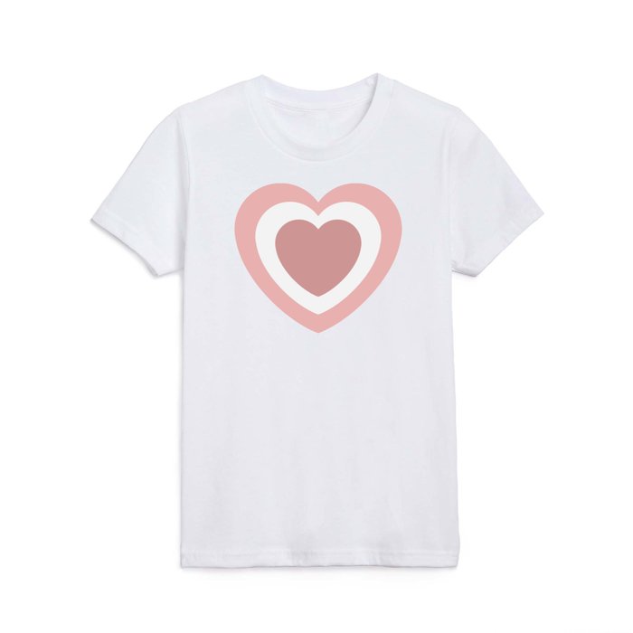 Retro Groovy Heart Pattern Abstract Pink White Kids T Shirt