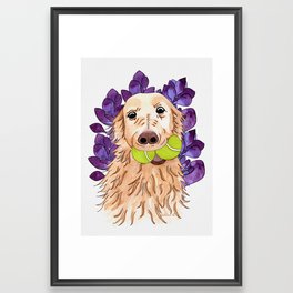 Golden Retriever Purple Nature Framed Art Print