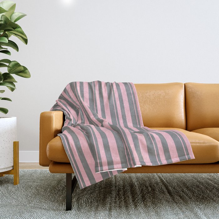 Pink & Gray Colored Lines Pattern Throw Blanket
