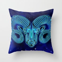 Astrology Horoscope Aries Zodiac Blue Throw Pillow