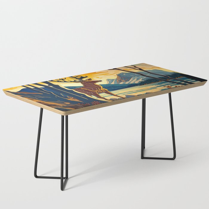 art deco style paint with a young deer Coffee Table