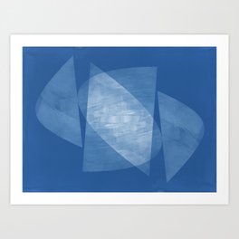 Blue Geometric Abstract Mid Century Modern Art Print