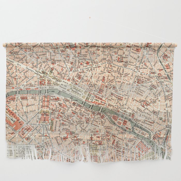 Vintage Map of Paris Wall Hanging