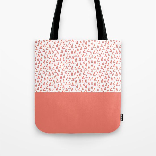 Triangles Coral Red Tote Bag