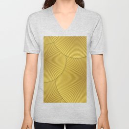 Yellow Color Gradient Circle Line Art  Design V Neck T Shirt