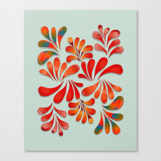 Floral Dance in Red Canvas Print