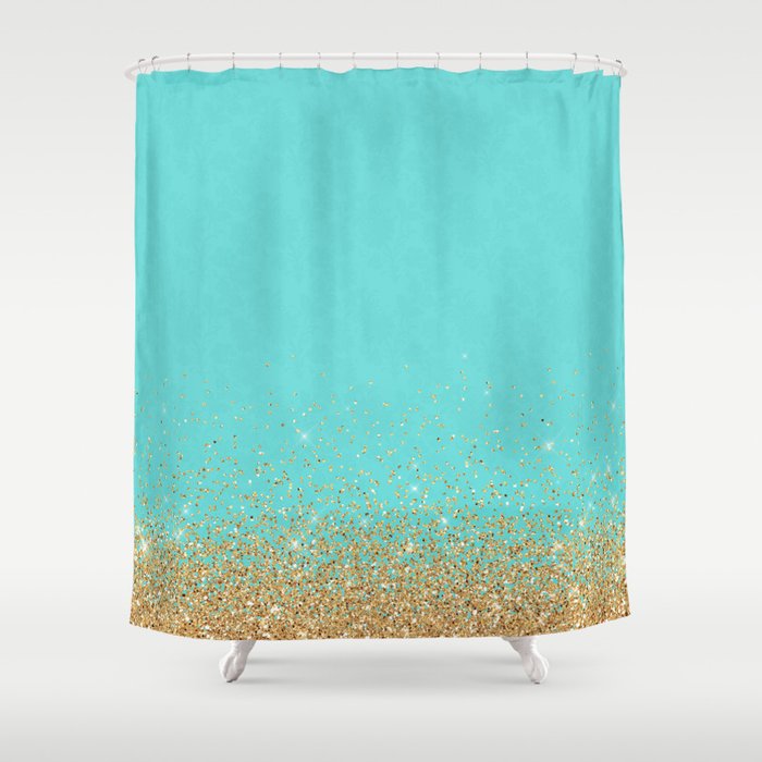 Turquoise and on sale gold shower curtain