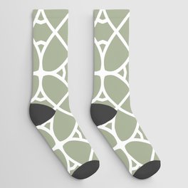 Green and White Minimal Geometric Shape Pattern Pairs Dulux 2022 Popular Colour Bamboo Stem Socks