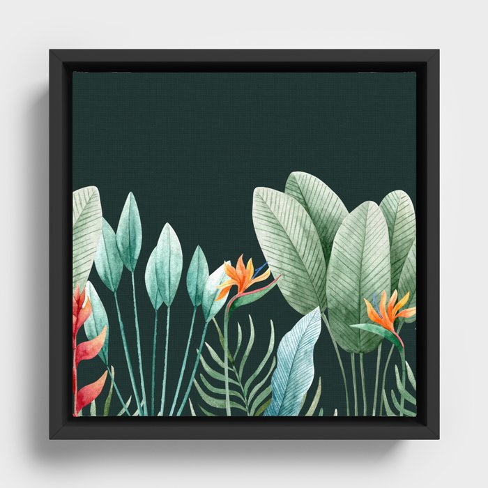 Tropical Leaves Texture Framed Canvas