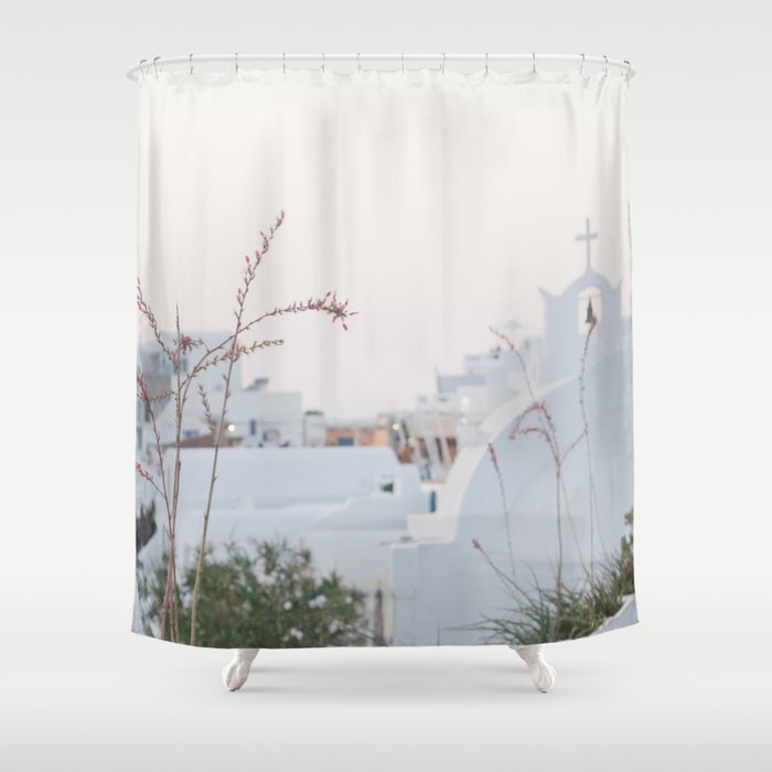 Santorini Oia Pastel Bliss #1 #wall #decor #art #society6 Shower Curtain
