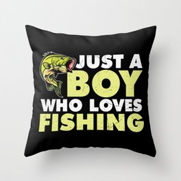 Just A Boy Who Loves Fishing Throw Pillow
