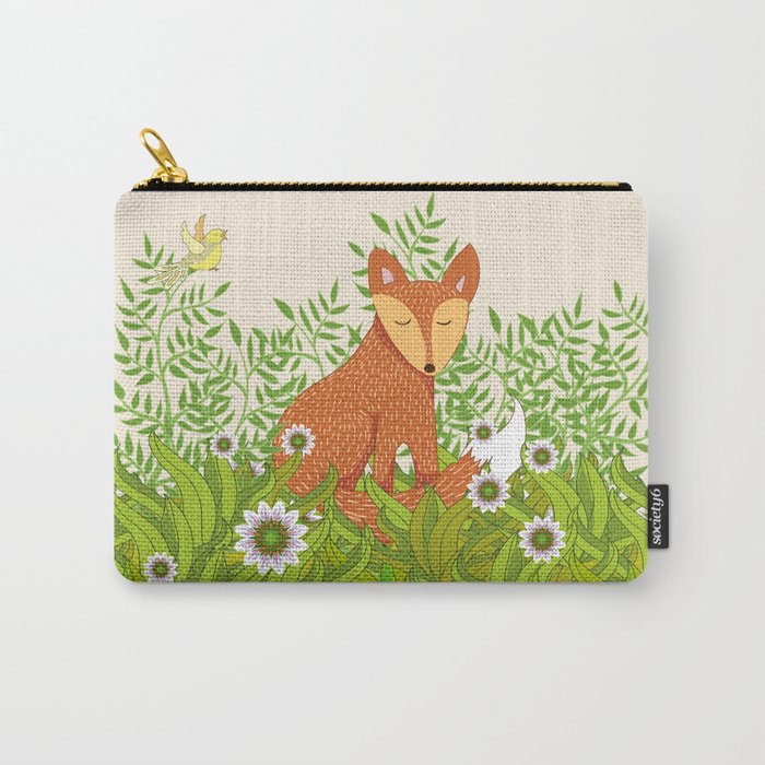 Fox in the Daisies Carry-All Pouch